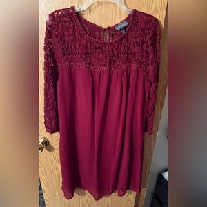 Luxology Deep Red Lace Dress